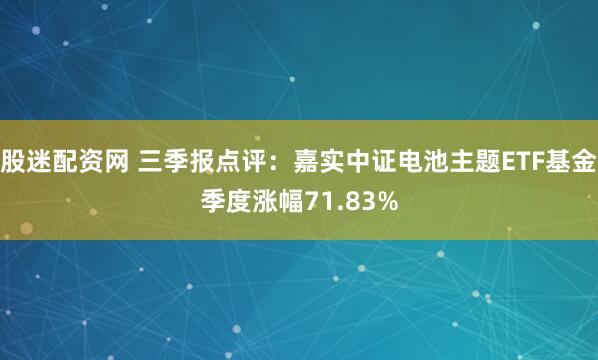 股迷配资网 三季报点评：嘉实中证电池主题ETF基金季度涨幅71.83%